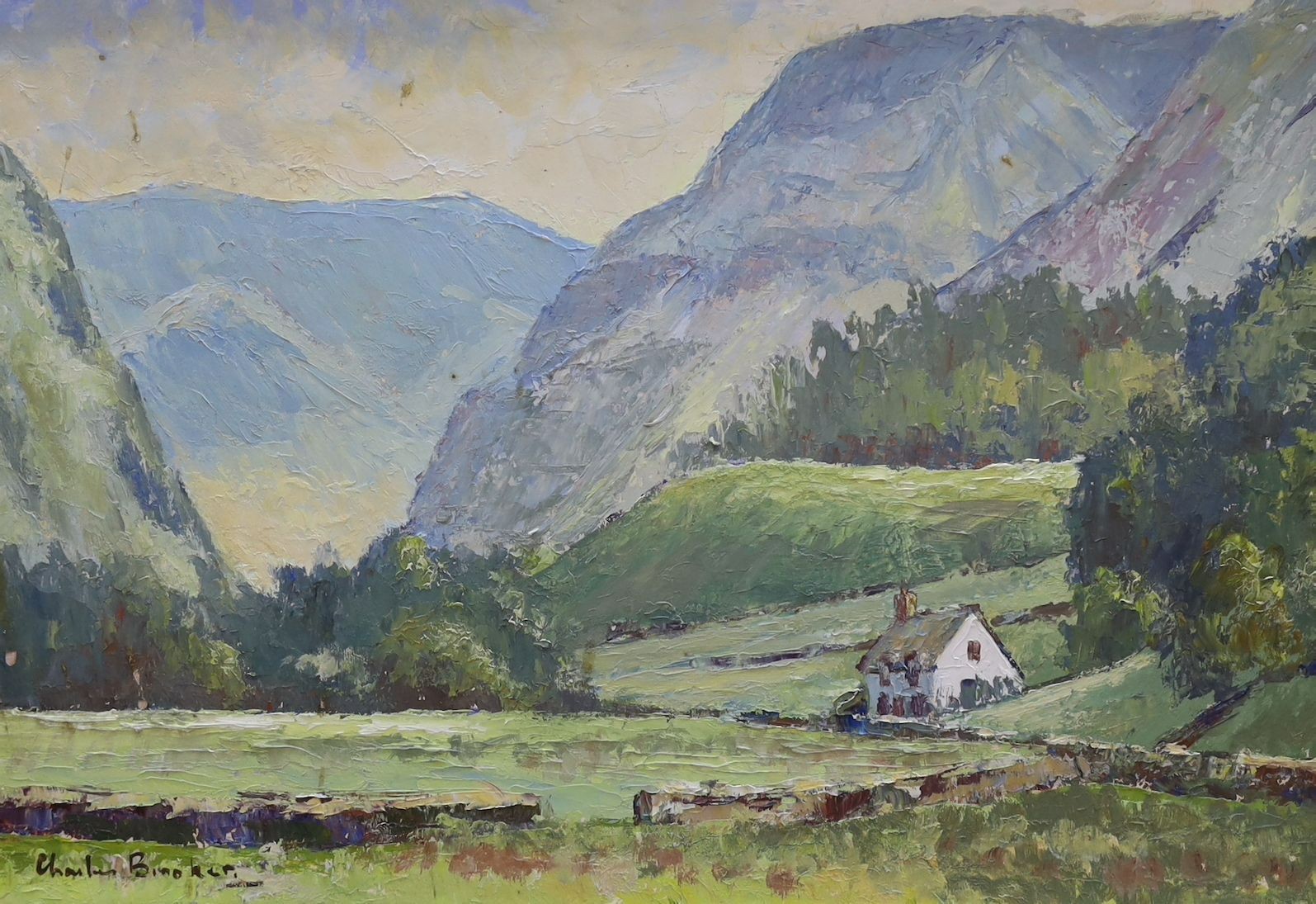 Charles Brooker (1924-2001), oil on board, 'Blencathra from Thirlmere', signed, 35 x 50cm